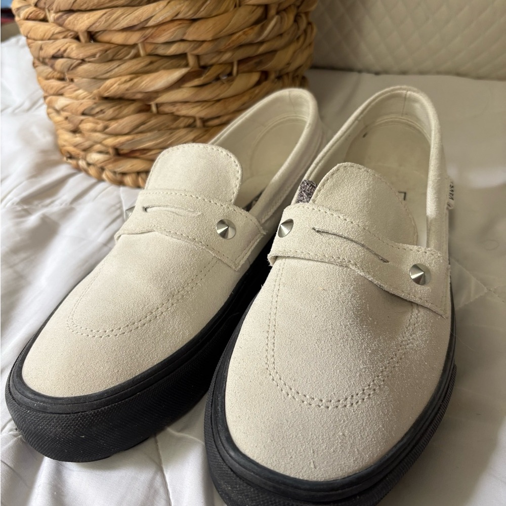 Vans Off-White Moccasins with Black Soles